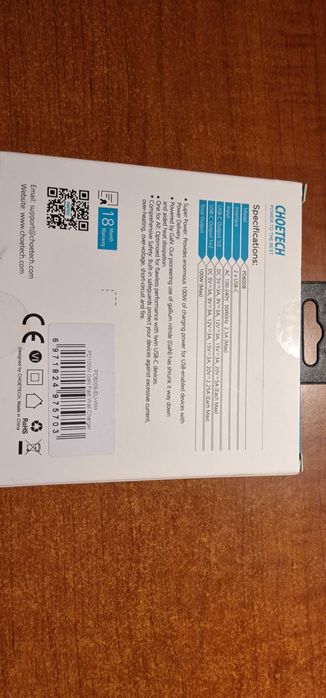 Incarcator de putere USB tip C 100W ChoeTECH original sigilat