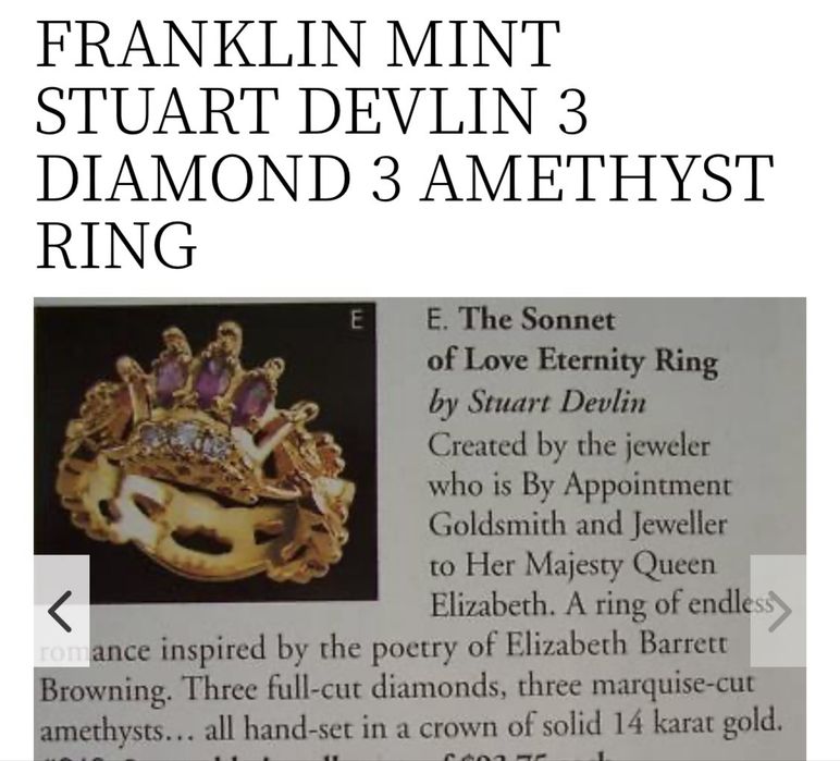 Inel Franklin Mint, aur 14K, diamante, ametiste