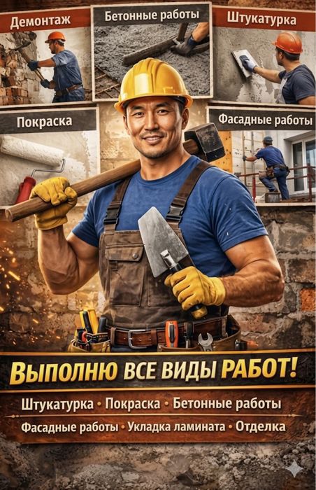 Ремонт квартир под ключ• Строительные  и мелкие работы• МУЖ НА ЧАС