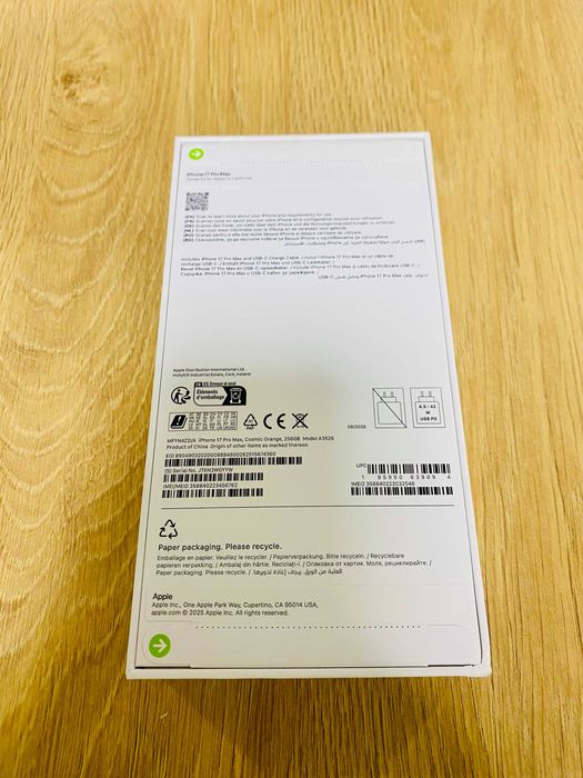 ЧИСТО НОВ !!! НЕРАЗПЕЧАТАН !!! Apple iPhone 17 Pro Max, 256GB, Cosmic Orange