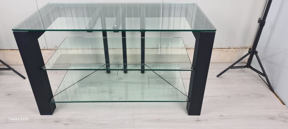 Немски Schroers & Berlin Телевизионна маса от стъкло стомана