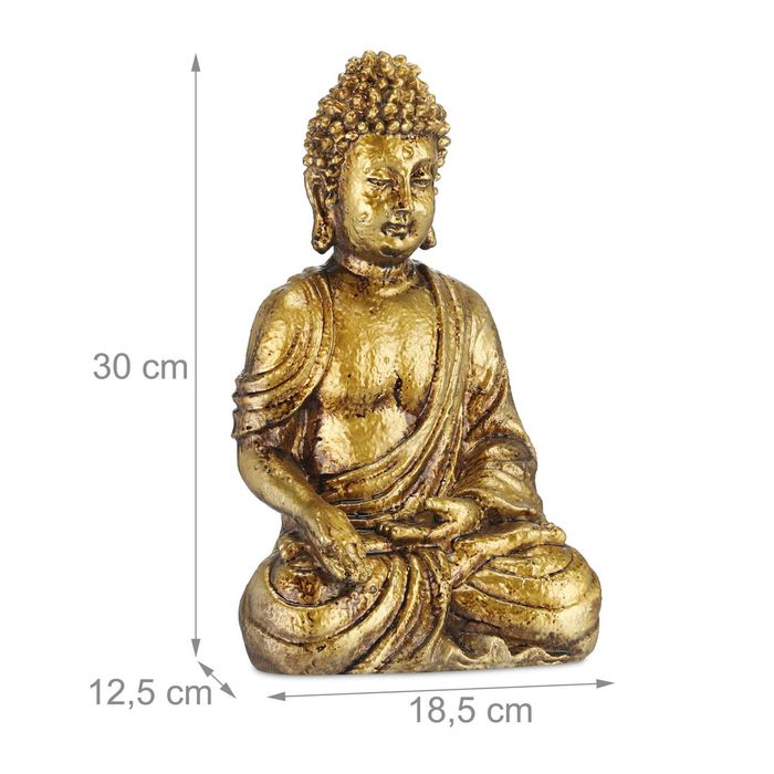 Statueta Budha Figurina Decorativa Spirituala Polirasina Auriu 30x18cm