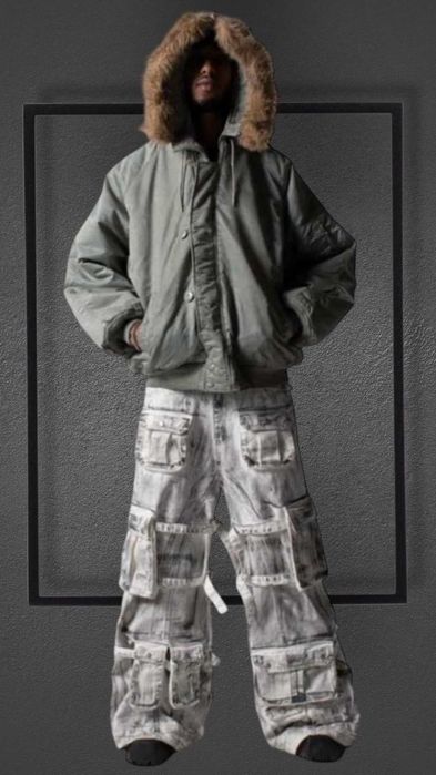 Blugi deosebiti,cu 16 buzunare, Whelm, L~XL  45 cm in talie