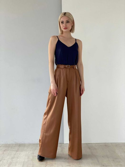 Брюки палаццо/ прямые/ классические/ коричневые