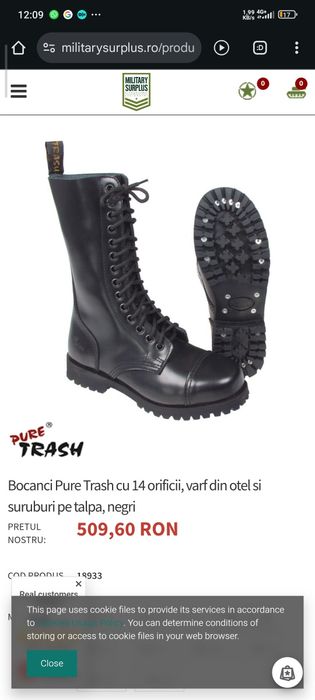 Bocanci Pure Trash nr.13 cu 14 găuri noi