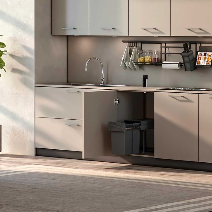 Кош за кухненски отпадъци Emuca с долно закрепване, капацитет 2 x 15 л