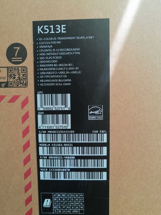 ASUS VivoBook с инсталиран windows