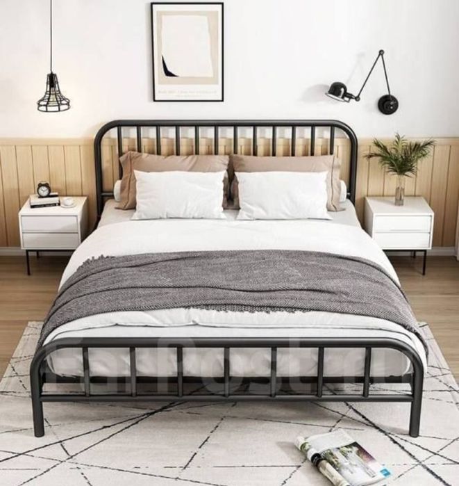 Двуспальная кровать Loft krovat темир крават metal kalavat