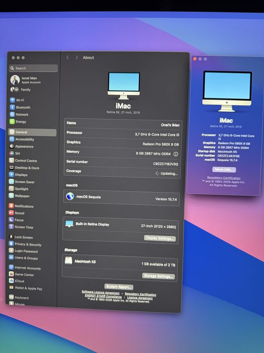 Apple iMac Retina 5K, 27-inch, 2019