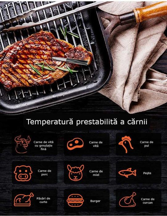 Termometru inteligent pentru carne cu aplicatie si conexiune bluetooth