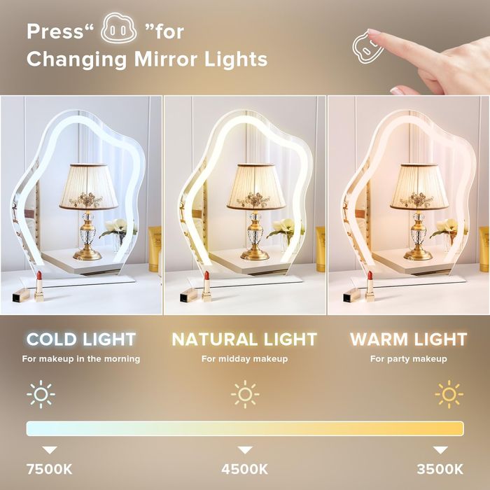 Огледало за грим с led педсветка  FENCHILIN  облак  45×55 см