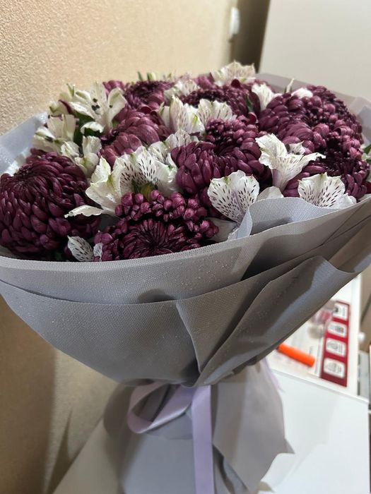 Букет цветов, хризантемы 15шт