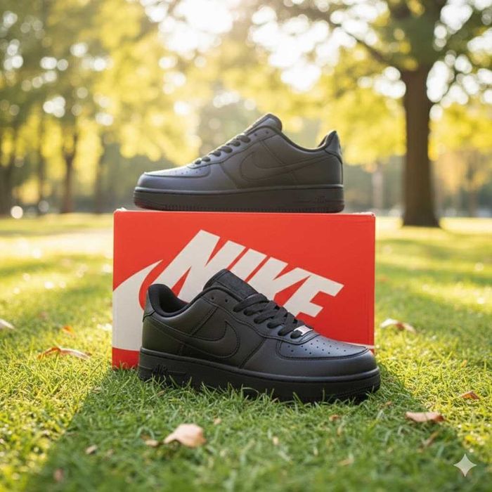 Adidasi Nike Air Force One Triple Black - Adidasi Fete Baieti