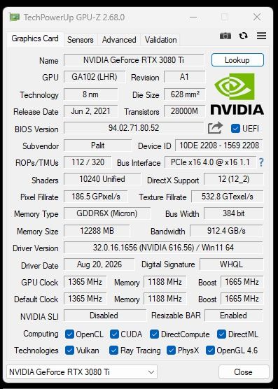 Видеокарта RTX 3080 Ti Palit GamingPro