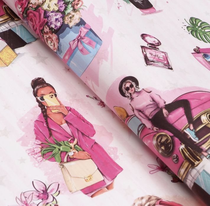 Бумага упаковочная, глянцевая двусторонняя 70 х 100 см