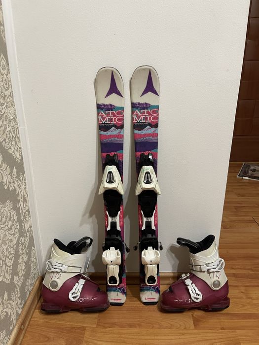 Schiuri copii 80 cm atomic cu clapari set skiuri