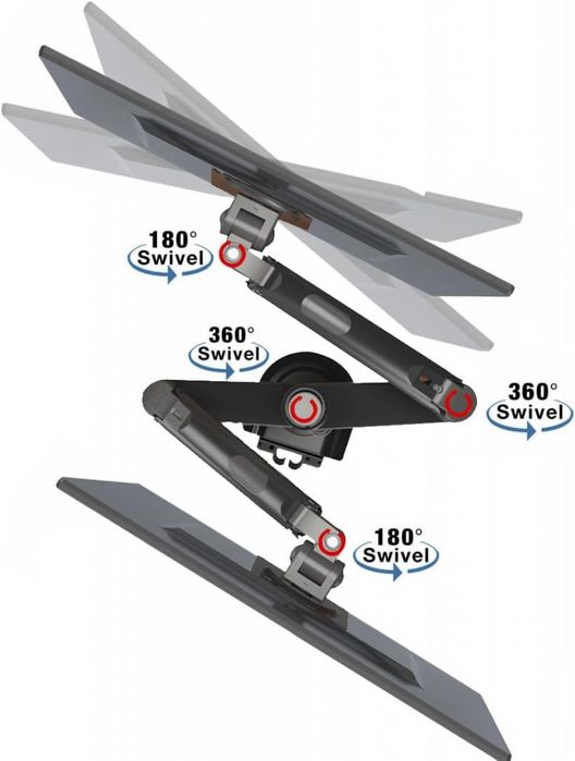 1бр/ Двоен мониторен държач за бюро NB Ergonomic H180 (17–27", до 9 кг