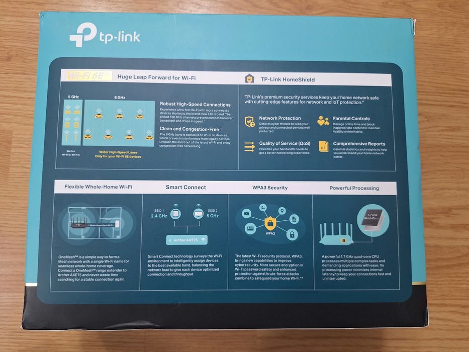Router Wireless TP-Link Archer AXE75 AXE5400, Wi-Fi 6E, Tri-Band, Sigilat/Nou