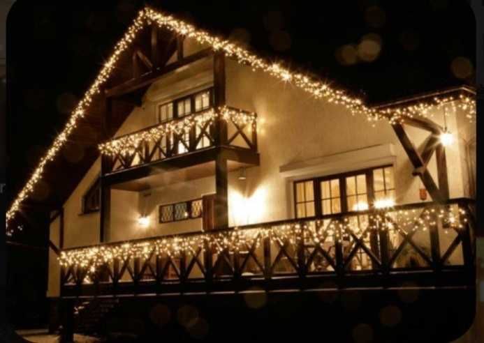 39м Топли висящи Коледни Лампички 2 Модела Мигащи и постоянно светещи