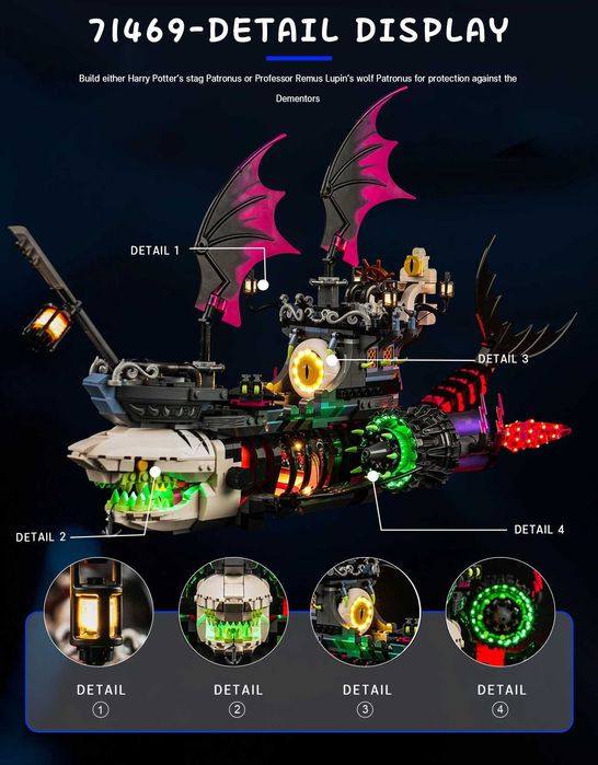 Лед осветление за Lego Dreamzz - Nightmare Shark Ship 71469