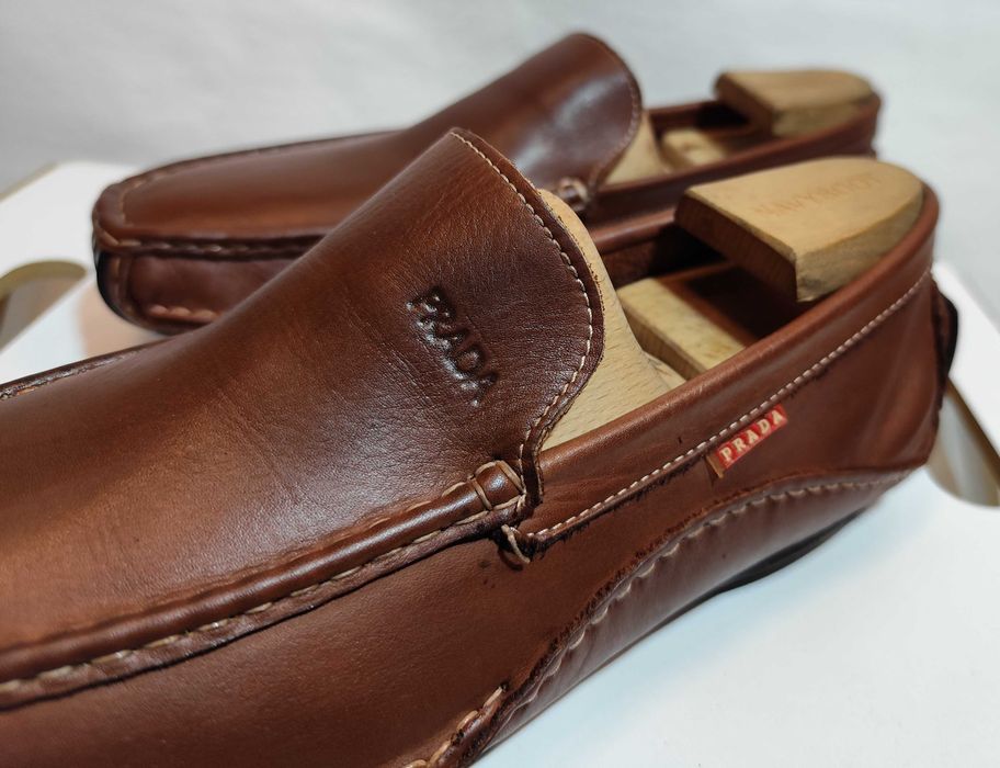 Pantofi de lux 45 45.5 mocasini slip on PRADA piele naturala moale