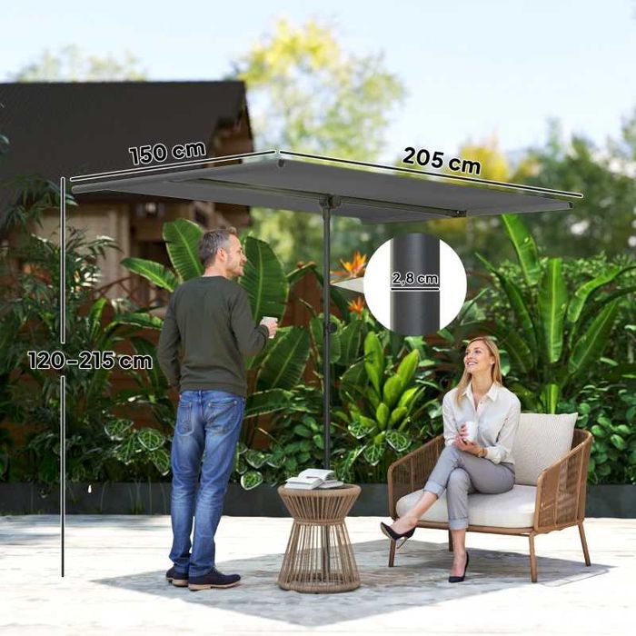 Градински чадър Outsunny, въртящ се на 180, регулируем на височина