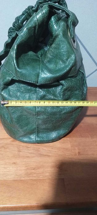 Geantă Nannini piele naturală verde oliv