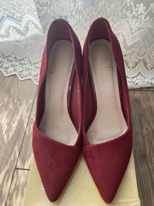 Замшевые бордовые туфли 37!