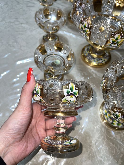 Чешская Богема, хрусталь с золотом, ручная работа, набор из 14 шт.