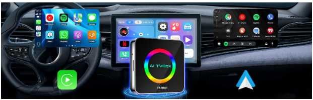 Безжичен CarPlay & Android Auto AI Box Farrot Android 13, 4G, 2GB RAM, 16GB ROM, WiFi 5G