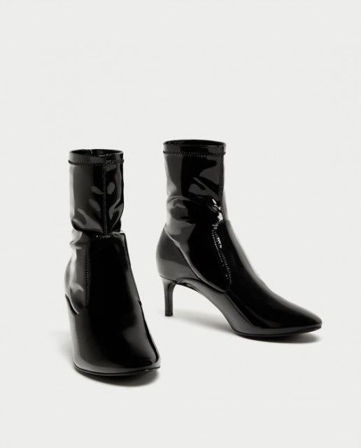 Botine zara din piele ecologica lacuita