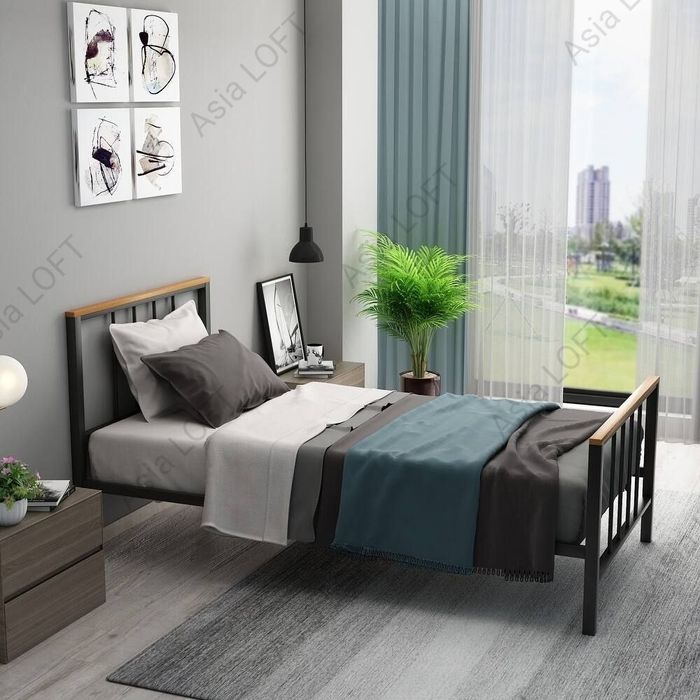 Металлическая Кровать, Односпальная, Темир Кровать, Евро Стиле, Лофт,