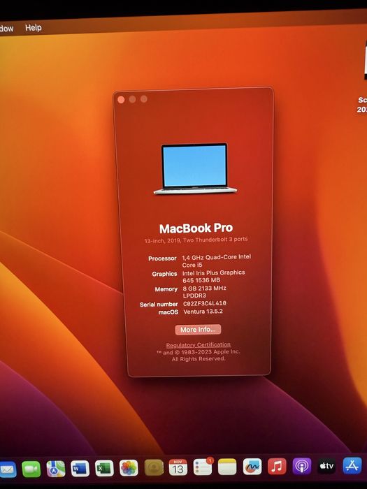 Apple Macbook Pro 13,3 inch i5, 8GB DDR3 250Gb