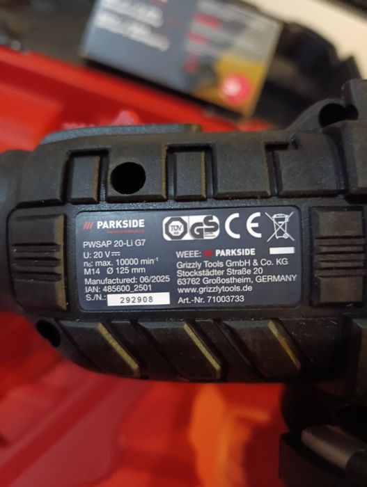Flex Parkside performes pe acumulator de 20v-Li G7 și incarcator