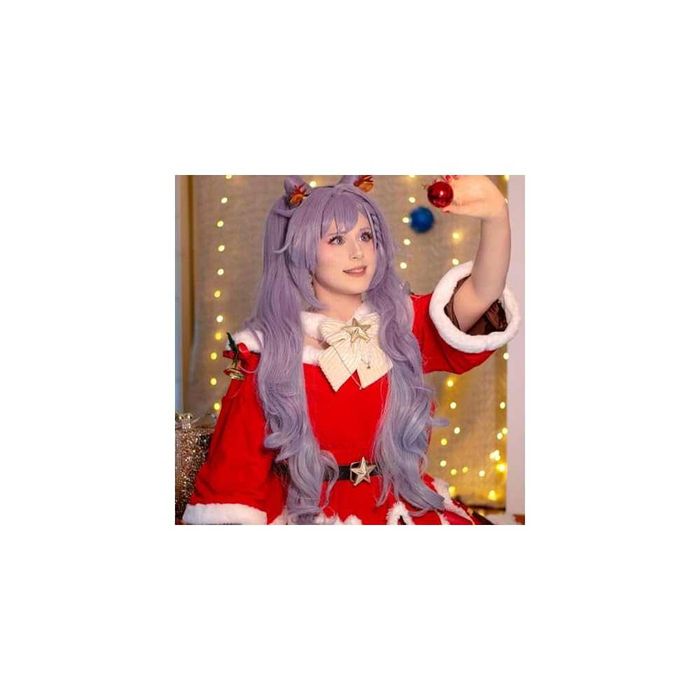Аниме косплей лилава перука с две опашки Genshin Impact Keqing Cosplay