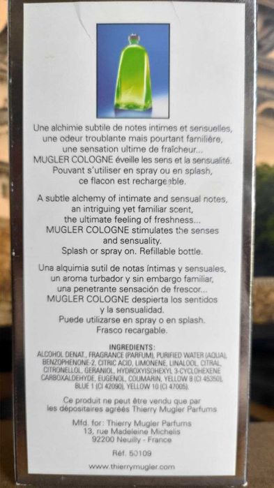 Mugler Cologne (Thierry Mugler Cologne) парфюм на лето
