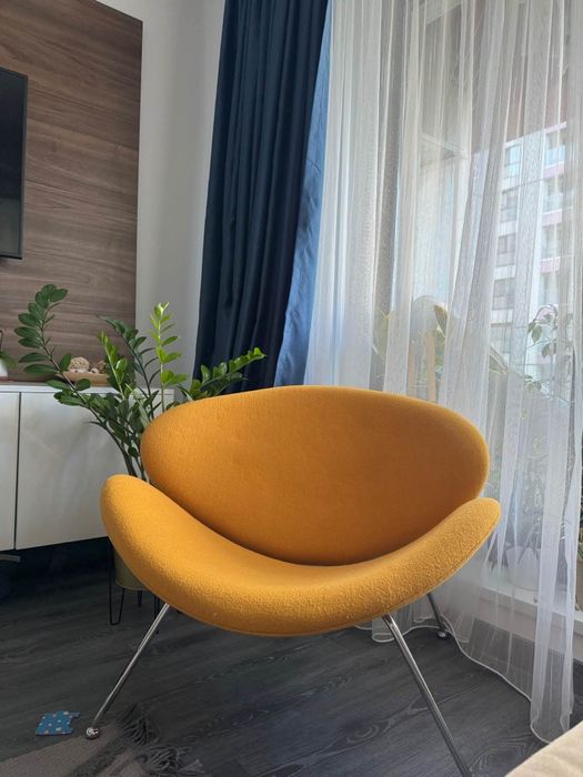 Fotoliu galben mustar din stofa