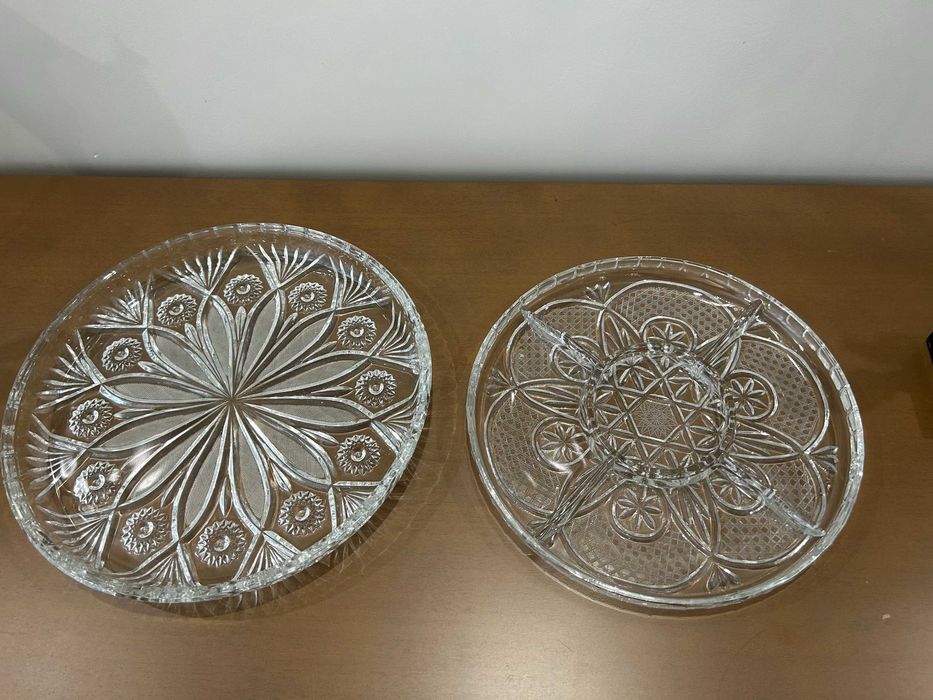 Кристален ордьовър и кристална чиния за торта