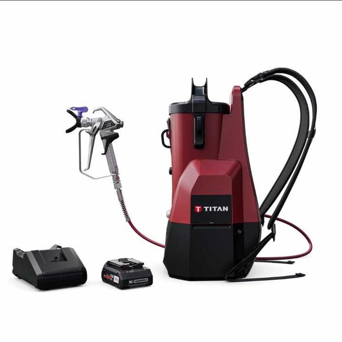 Машина за безвъздушно боядисване Titan X120, 18 V 4 Ah 0.9 л/мин, 110 бара, с батерия.