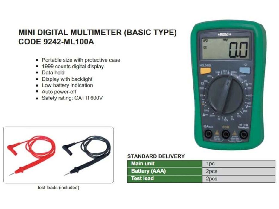 Мини цифровият мултицет INSIZE 9242-ML100A
