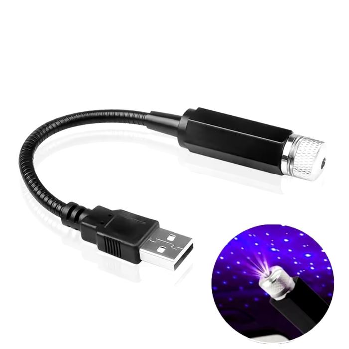 Lampa Laser Stelute Albastru-Mov USB Star Light Lumini Ambientale auto