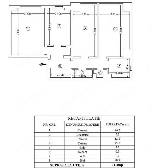 Apartament 3 camere +boxa Cetatuia- Frumoasa
