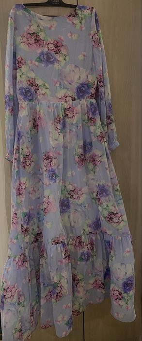 Платье шелковое длинное