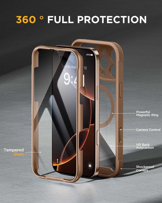 Carcasă iPhone 16 Pro Max 6.9” MagSafe + sticlă 9H FULL PROTECȚIE – NOUĂ (mică zgârietură spate)