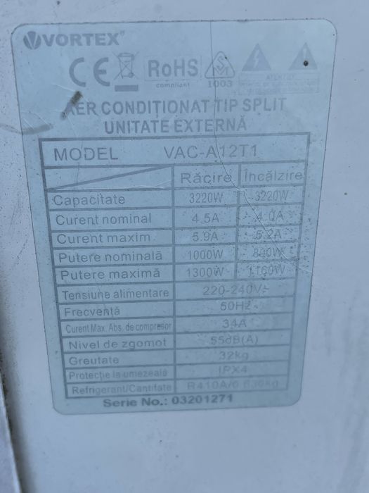 Aer Conditionat Vortex 12000 BTU Complet