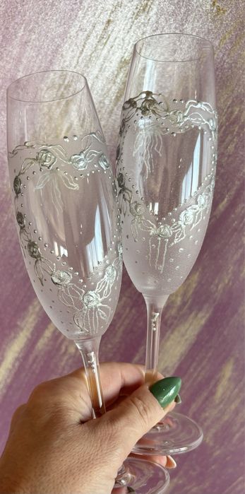 РАЗПРОДАЖБА!!! Рисувани сватбени ритуални чаши - 2бр