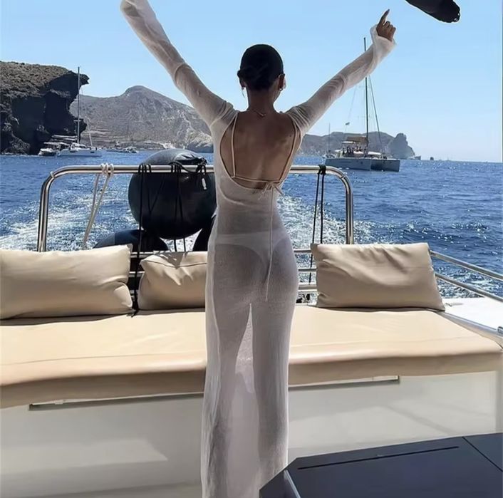 Топ тренд лято 2025! Рокля за плаж Alessa Palm Springs! Плажна рокля!