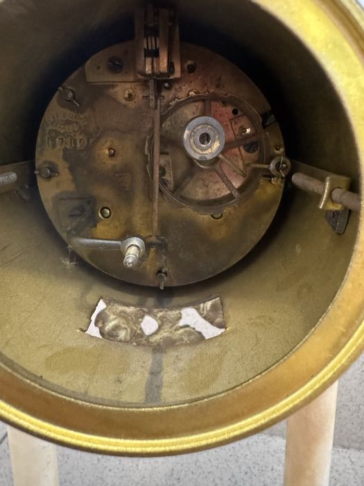 Ceas Pendul//Semineu//Marmura Roz//Bronz//3 Piese