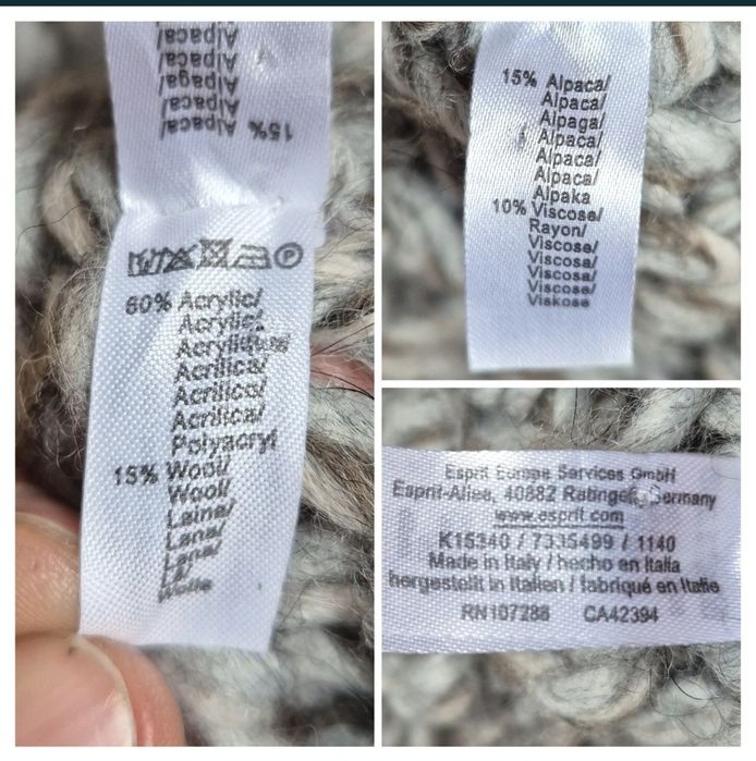 Eşarfă Circulară / Guler Tricotat Esprit, Lână + Alpaca, Made in Italy