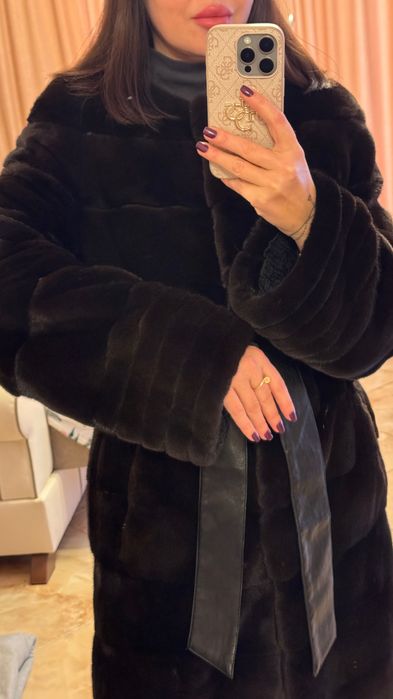 #132 Луксозно палто от норка.Blackglama.Визон.Естествена кожа с косъм.